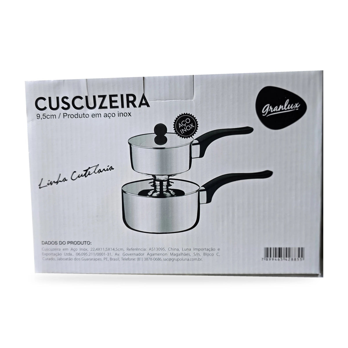 Cuscuzeira 9,5 cm – Dampftopf für Cuscuz – Edelstahl – Granlux - Vicios-Brasileiros