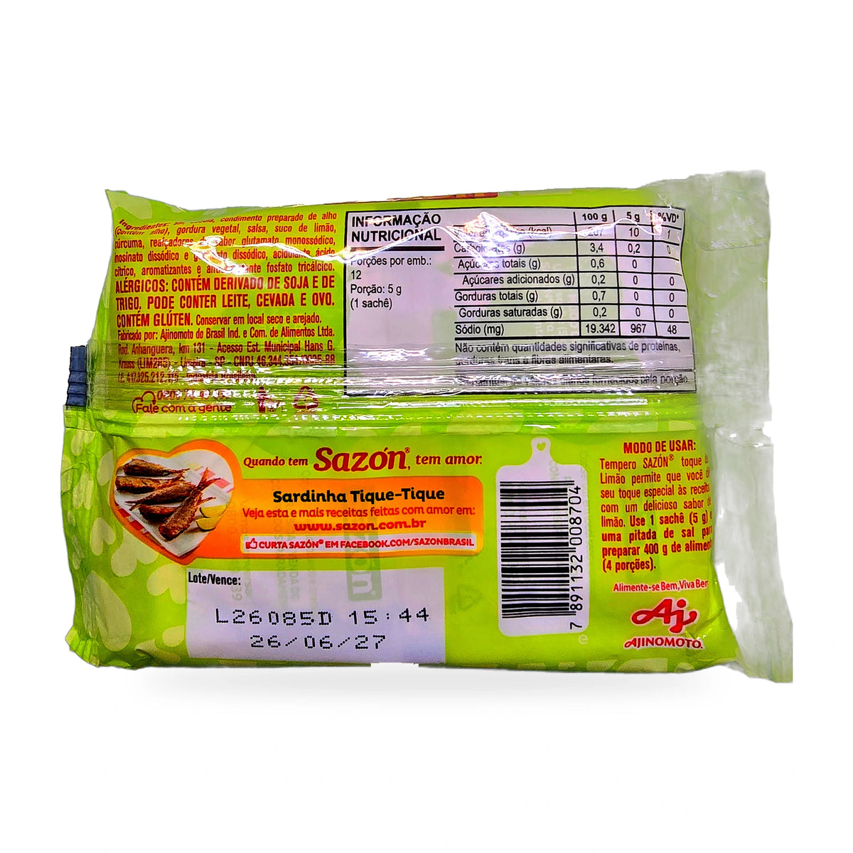 Tempero Toque de Limão – Würzsalz mit Zitrone – Sazón – 60 g (12 × 5 g)