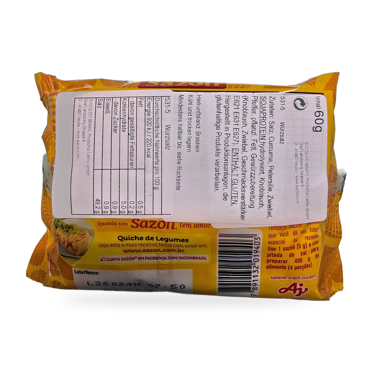 Tempero Amarelo – Würzsalz für Gemüse – Sazón – 60 g - Vicios-Brasileiros